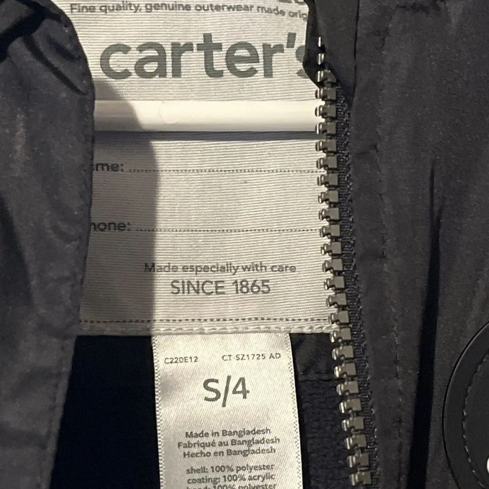 Carters Classic And Unique Boys Zip Up Lined Hoodie Jacket‎  Size 4 Varsity Capt